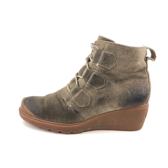 Sorel Toronto Lace Taupe Leather Wedge Ankle Boots 6.5 - Picture 1 of 12
